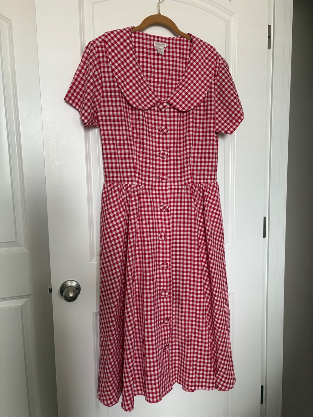 Vintage 80's Ellen Ashley Dress Red White Gingham Picnic Cottagecore Size 16